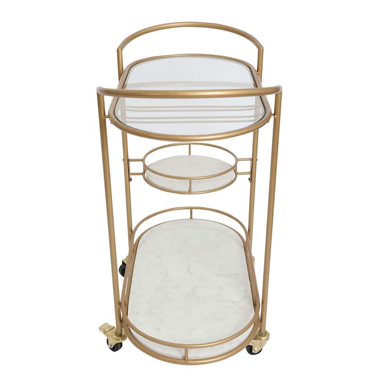 Elegant on Wheels Bar Cart Wine Glass Bottle Storage Bar Serving Cart w/ Wine Racks 30" Drink